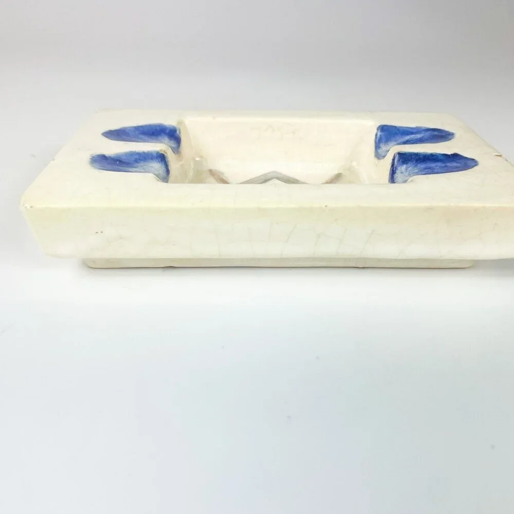 Vintage Rectangular HandPainted Ceramic Ashtray Freemasons Masonic Lodge